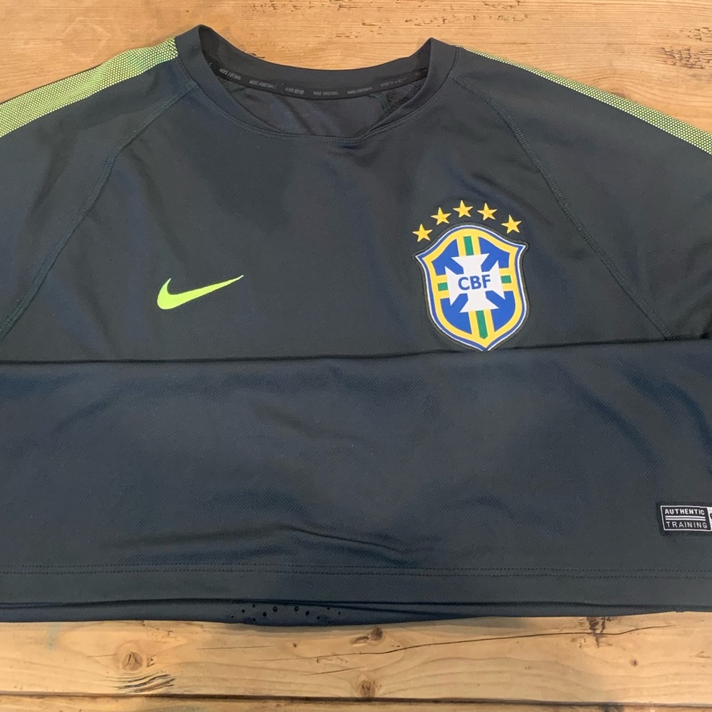 Nike Brazil Soccer Shirt - Green and Gray